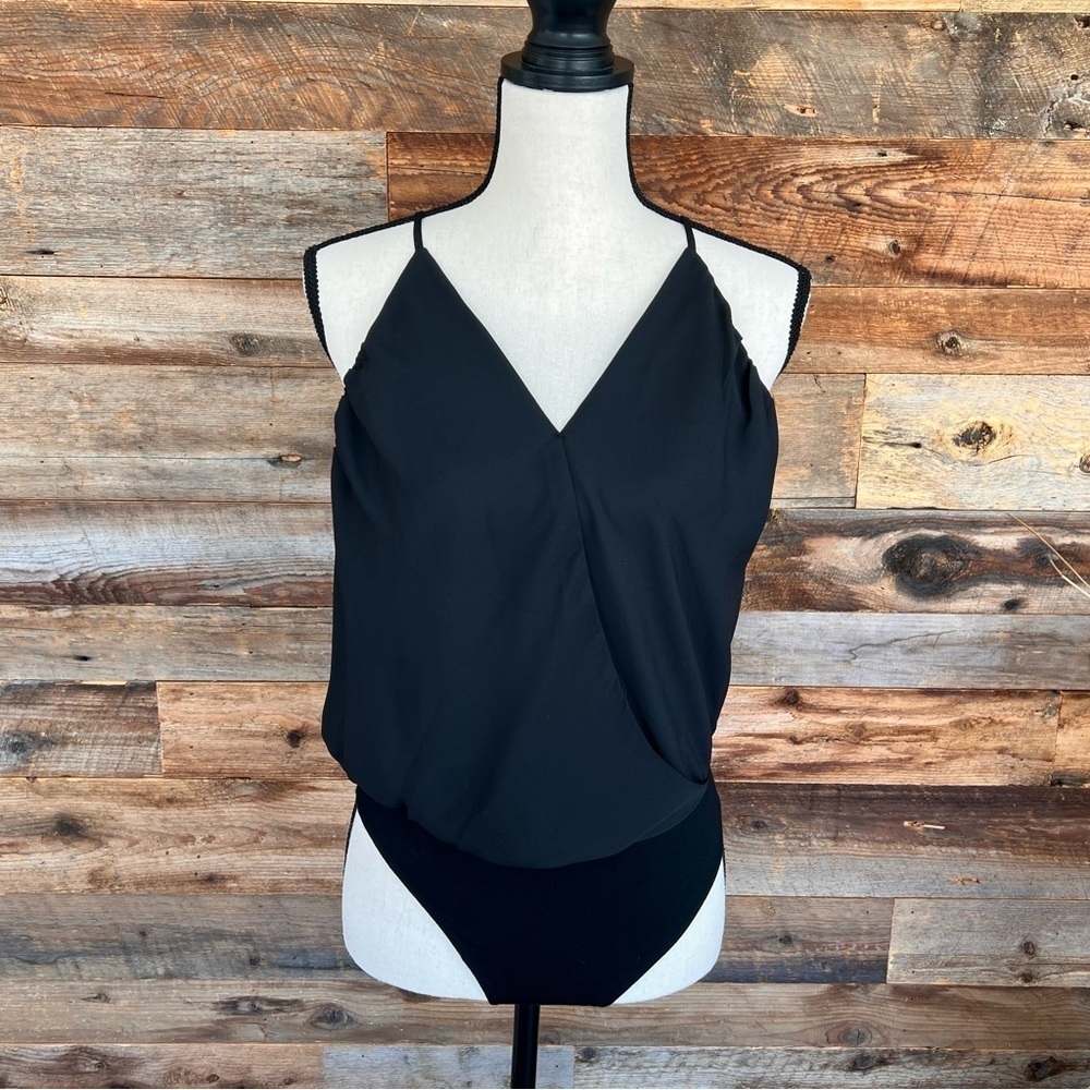 NWT - WAYF Black Faux Wrap Body Suit, Spaghetti Straps - M​​​​